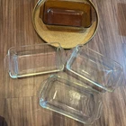 Set of 4 Vintage Fire King Anchor Hocking Glass Loaf Pans (1 Amber, 3 Clear)
