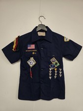 Vintage Boy Scouts Of America Shirt Boys 8 Blue Cub Scouts Uniform Patches 80s