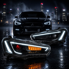 Headlights For 2008-2017 Mitsubishi Lancer Evo X Black Red Demon Eye Lamp Pair Headlights For 2008-2017 Mitsubishi Lancer Evo X Black Red Demon Eye Lamp Pair