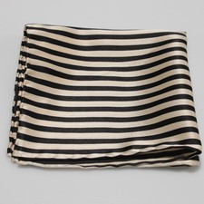 Italo Ferretti NWOT 100 Silk Pocket Square In Gold Black Stripes