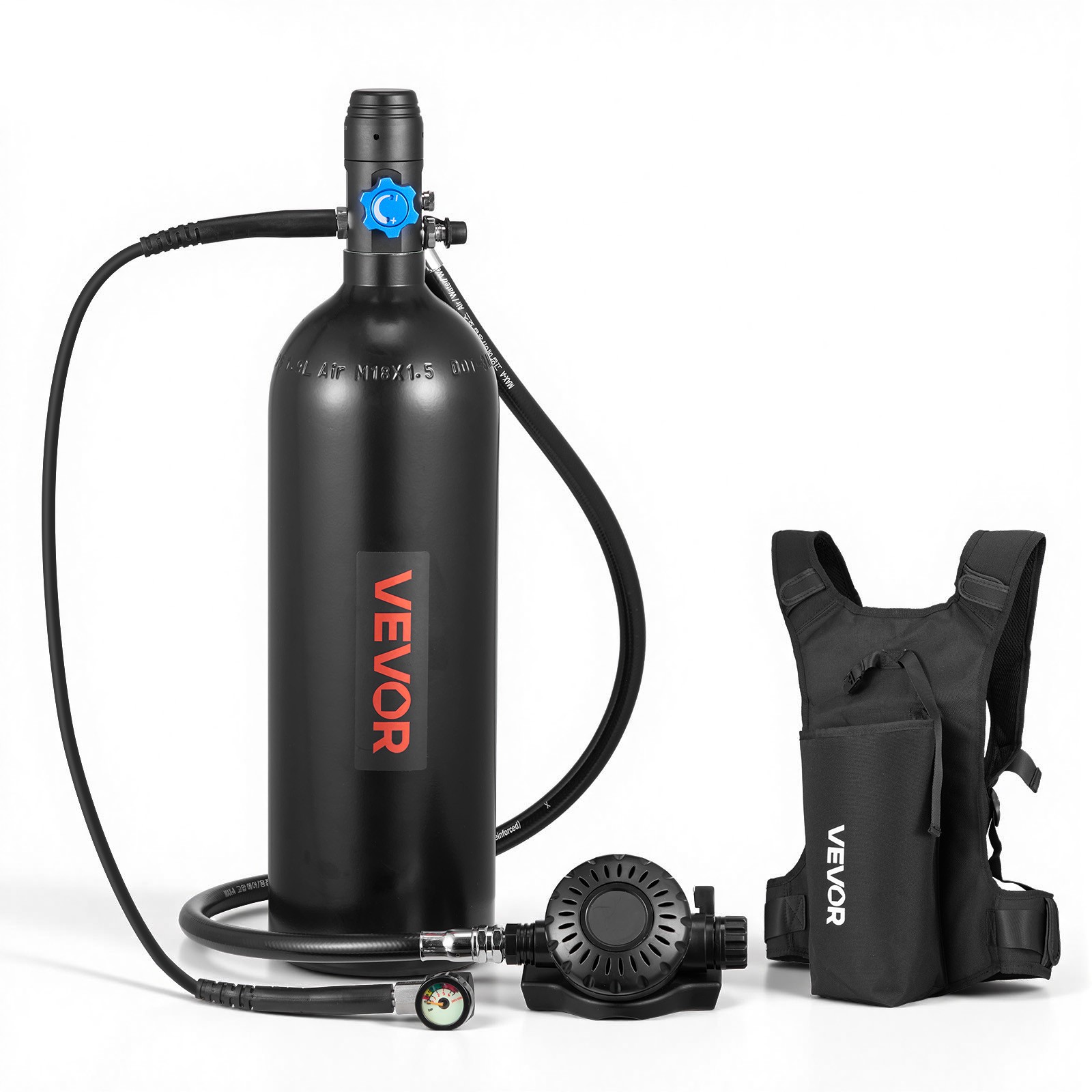 VEVOR Mini Scuba Tank 1.9L Portable Diving Lung Tank with Backpack 30-35 min