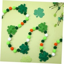 8.2ft St Patrick's Day Garland, 3D Felt Shamrock Garland Pompom Green Shamrock