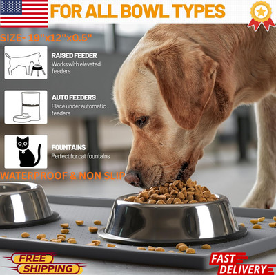 Pet Feeding Mat Dog Bowl Non Slip Waterproof Silicone Tray Food Water Floor Pad