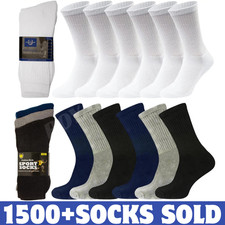 12Pairs Mens Sports Socks Cotton Rich Cushioned Everyday Crew Sock Size 6-11 lot