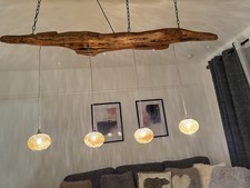 Handcrafted Driftwood Pendant Light – 4- Bulb Rustic Statement Fixture