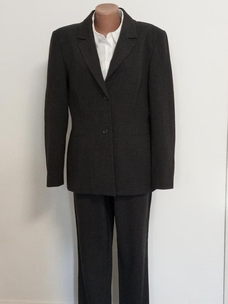 Women Laura Ashley Suit Grey Wool 40 / L / 48