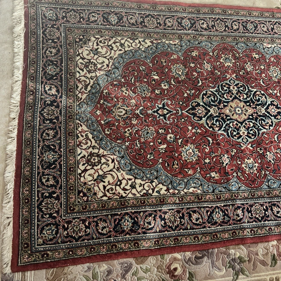 Orient Teppich Keshan ?Hangeknüpft? Blau / Rot - Bild 3 von 4