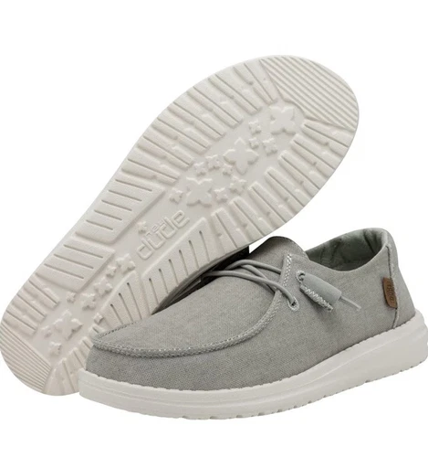New Adorable Hey Dude Women's Wendy Loafer Comfort Shoes Size 10- Light Grey NWT - Picture 1 of 8