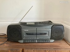 Chaîne stéréo portable Philips – Double platine cassette et radio antenne casse