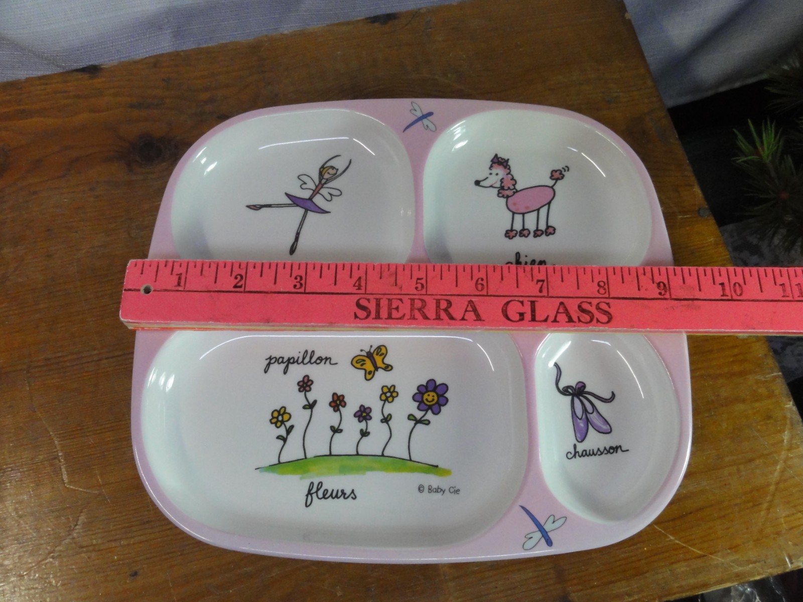 3 Baby Cie Divided Melamine Plates French Ballerina Pirate Ocean Theme EUC