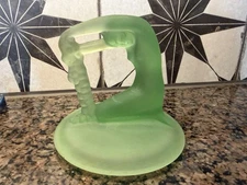 Vintage Art Deco Dermay Inc Rapunzel Green Uranium Glass Powder Jar LID ONLY