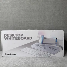 Shop Square Desk Top White  Glass Board Includes 4 Dry Erase Markers & 1 Eraser
