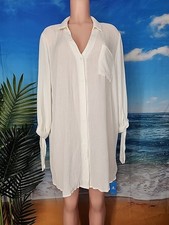 NWT Cupshe Women's Swim Cover Up White Cream Button Up Size Medium