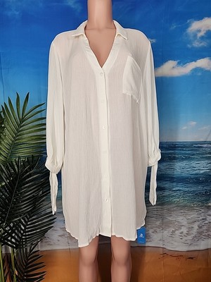 NWT Cupshe Women's Swim Cover Up Cream Button Up  Size Medium