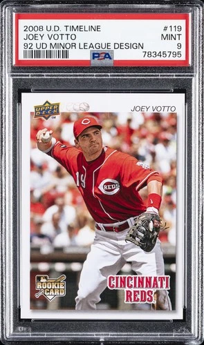 2008 UD TIMELINE 92 UD MINORS DESIGN #119 JOEY VOTTO ROOKIE RC PSA 9