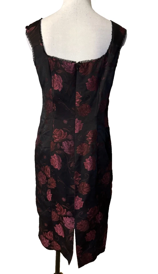 Nanette Lepore Vintage Corset Dress 10 Ruby Red Black Roses Whimsigoth Y2K - Image 2 of 4