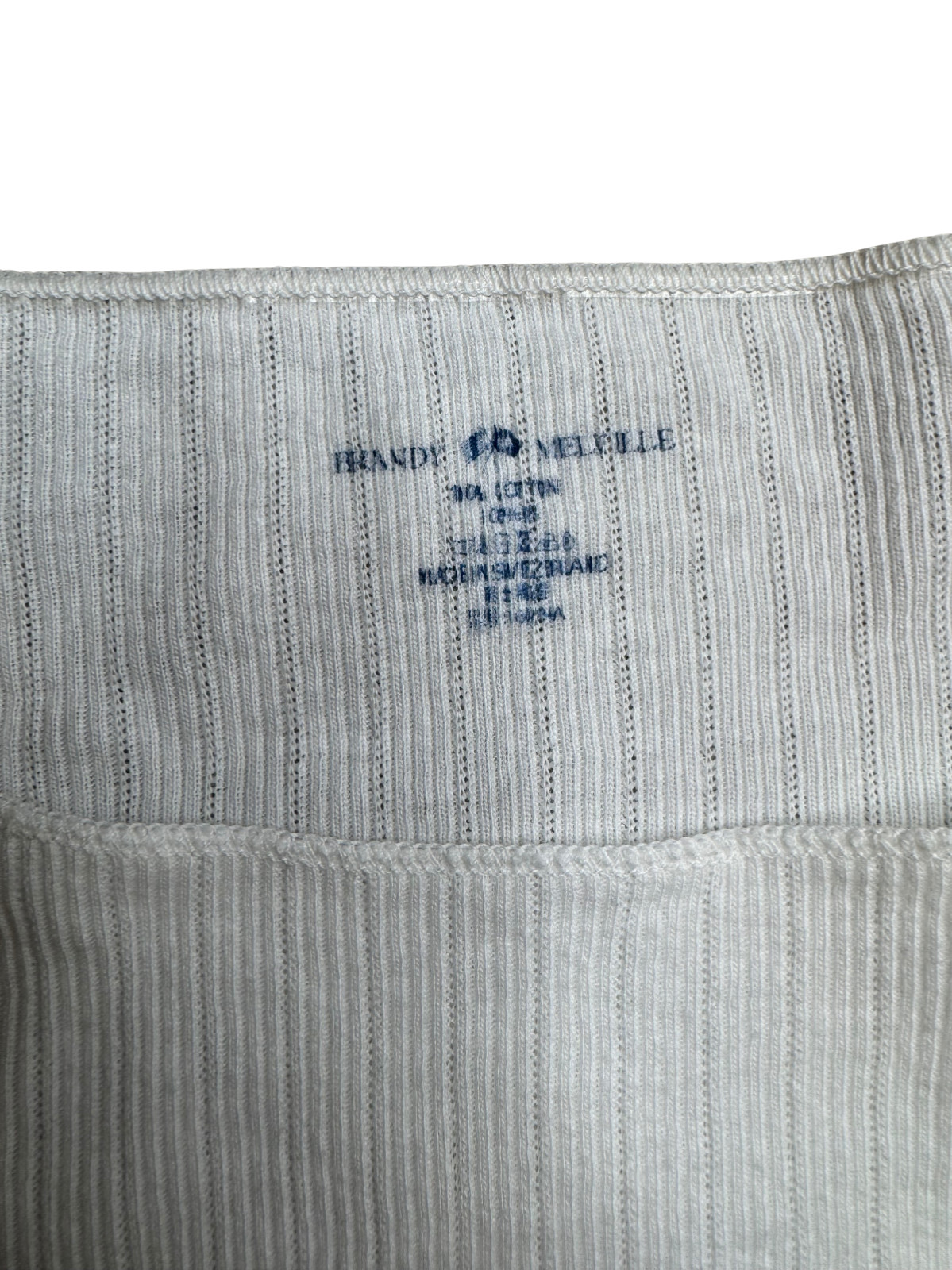 Brandy Melville John Galt White Ribbed Long Sleeve Shirt Top Y2K Grunge One Size