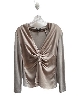 ESCADA Taupe Silk Twist Front Knit Back & Slves Blouse Top Sz 38 8 M $575