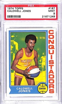 1974-75 Topps #187 Caldwell Jones RC Rookie San Diego Conquistadors PSA 9 MINT