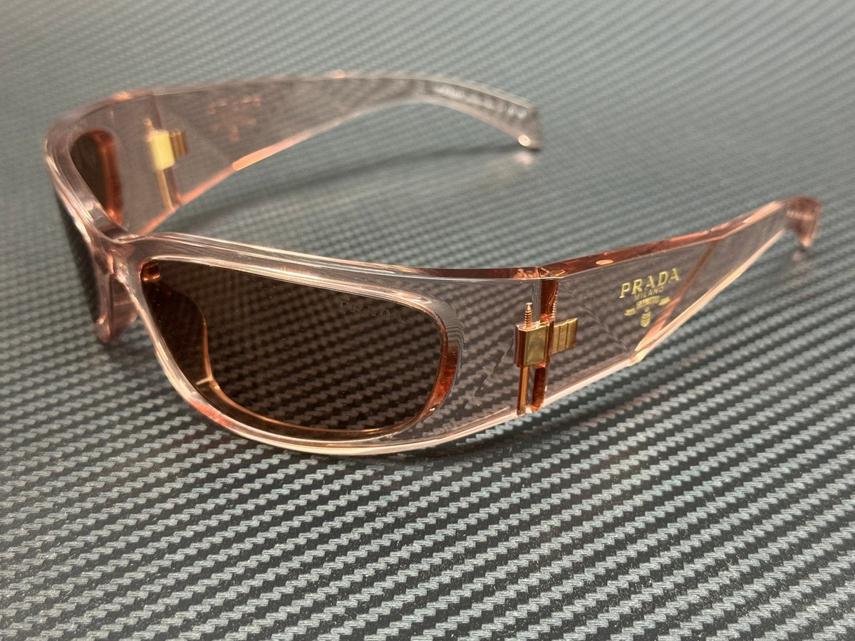 PRADA PR A14S 19Q10D Transparent Peach Brown 60 mm Women's