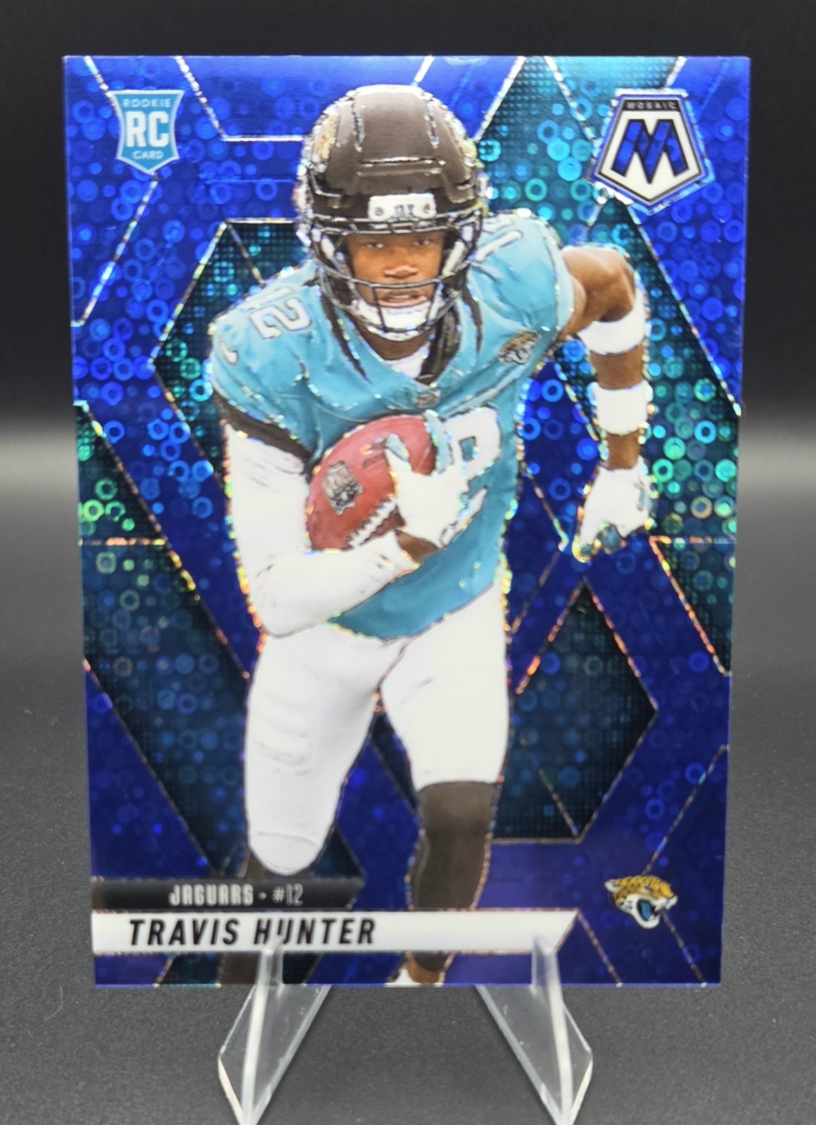 2025 Panini Mosaic - Rookies Travis Hunter #301 No Huddle Blue Mosaic Prizm /99