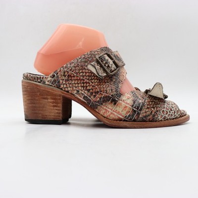 Freebird by Steven Caprice Women s Size 9 Open Toe Mules SnakeSkin Print Leather