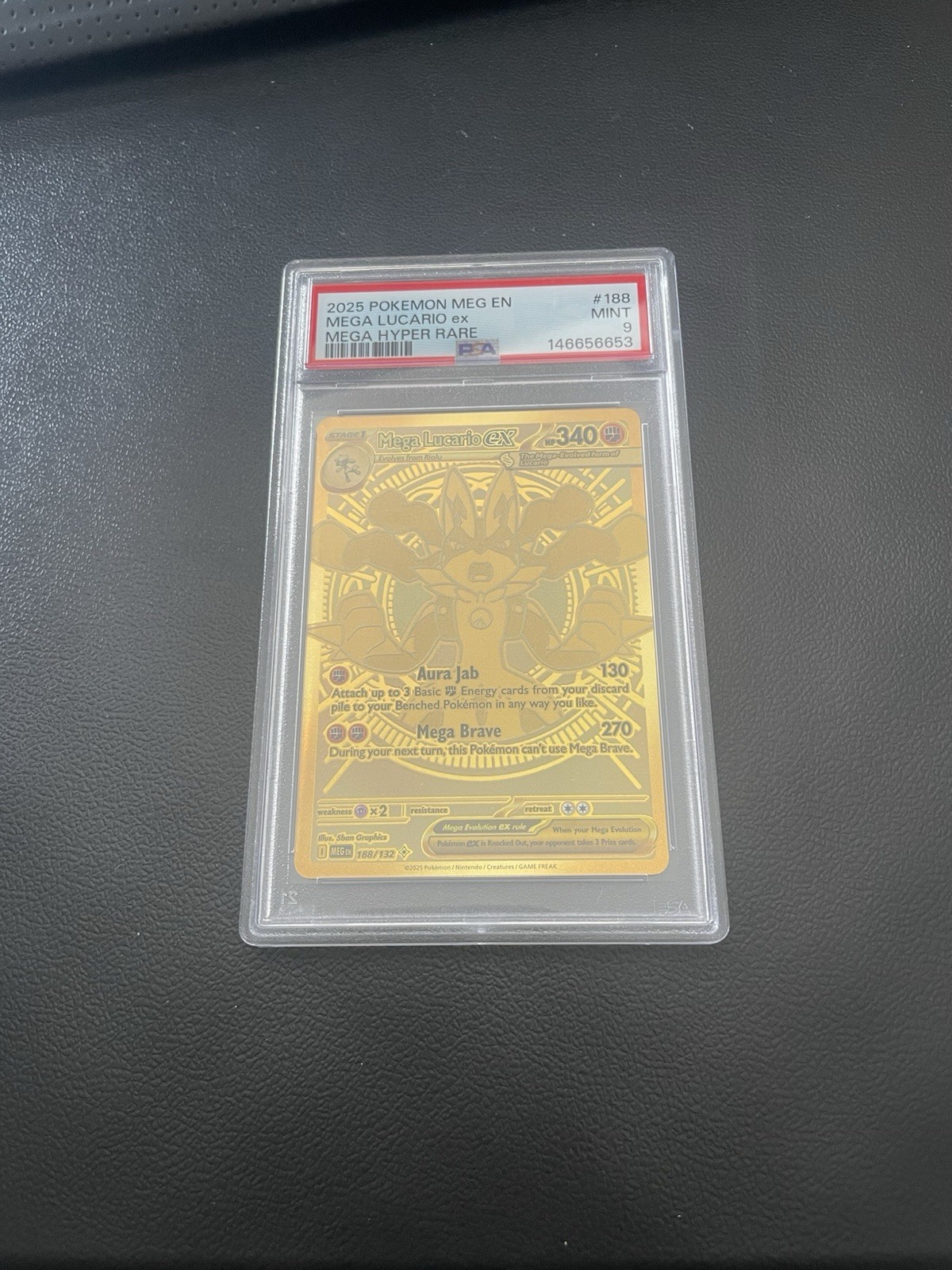 2025 POKEMON MEGA EVOLUTION #188/132 LUCARIO EX MEGA HYPER RARE PSA 9