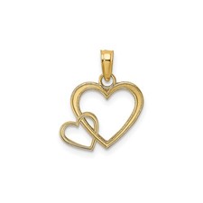14k Yellow Gold Interlocking Heart Pendant Necklace for Women Romantic Jewelry