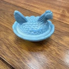 Mosser Glass Hen On Nest Georgia Sky Blue Carnival, 2" Vintage Cute