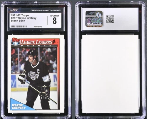 POP 1! RARE Error Card BLANK BACK  1991 Topps #257 Wayne Gretzky CGC 8 Mint HOF