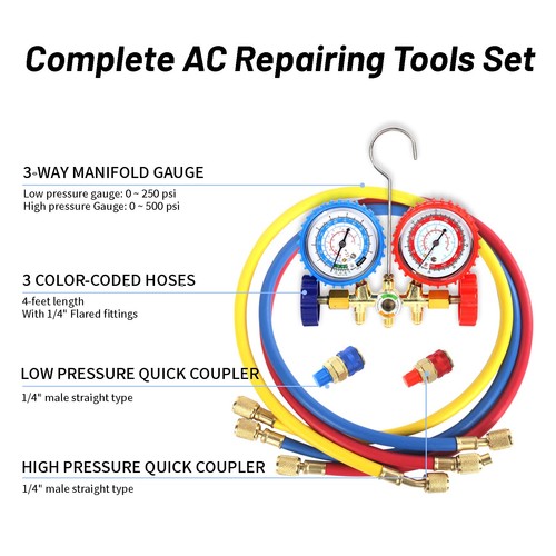 PB Motor Tech AC Diagnostic Manifold Gauge Set for R134A, R12, R22, R502 Refr... - Picture 2 of 6