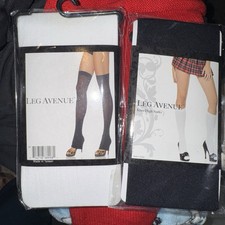 Leg Avenue White Thigh High Leg Warmers  black Knee High Socks OS