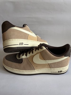 Nike Air Force 1 Low Men's Low Top Lace-Up Colorblock Sneaker Beige