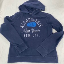 Aeropostale Womens Navy Blue Graphic Hoodie Sweatshirt XL 1987 New York Ath Div
