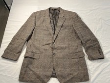 Joseph A Bank Mens 46R Jacket Sport Coat Brown Plaid Windowpane Camel Hair EUC