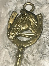 Solid Brass Horse Head HorseShoe Shoe Horn 17  Long - Rare  Marked England