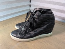 DKNY cindy hidden wedge sneaker boot leather black zip and lace UK 7 eu 40.5