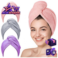 Mikrofaser Handtuch Turban 3 StüCk Super SaugfäHig Schnelltrocknend Grau Rosa