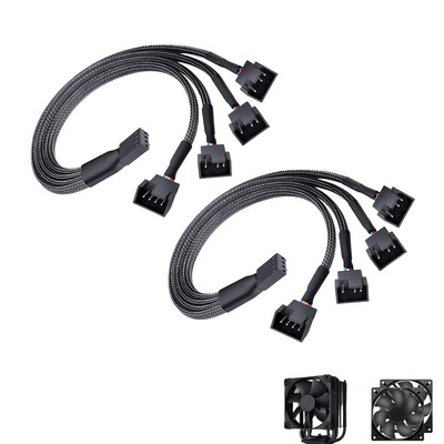 2 PCS 27CM 4-Pin PWM Lüfter-Splitter-Verlängerungskabel, 4-Wege 4 Pin Computer L