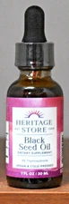 Heritage Store Black Seed Oil 1 fl Oz (30 ml) 3% Thymoquinone Cold Pressed