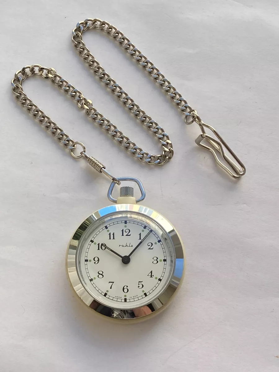 RARE VINTAGE POCKET WATCH RUHLA UMF GDR GERMANY CHAIN TOP COLLECTION SALE RRR