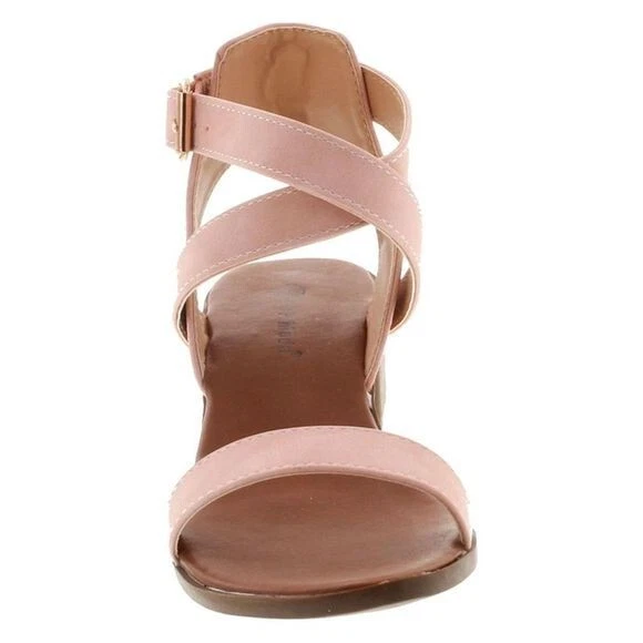 Top Moda Women's Ankle Wrap Adjustable Buckle Stacked Chunky Heel Sandals - Image 3 of 4