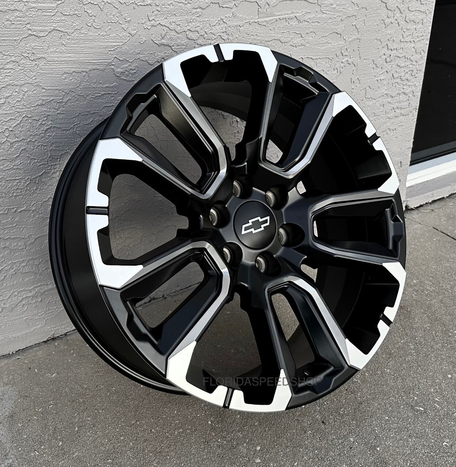 CHEVY SILVERADO Z71 STYLE WHEELS MACHINED FACE/BLACK 22X9 FITS: 1999 ...