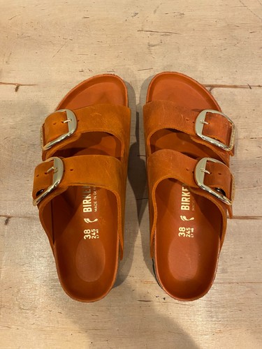 NWOT/B Birkenstock Arizona Big Buckle Slide Sandal , Burnt Orange , 38 / 7 - 7.5 - Picture 8 of 9