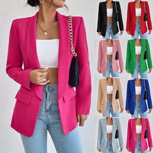 Women's Casual Suit Jackets Long Sleeve Lapel Open Front Business Office Coat