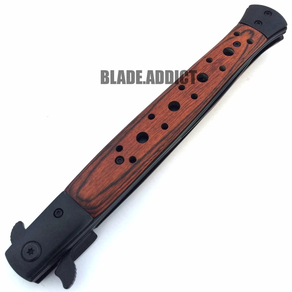 12.5英寸STILETTO木质TAC力量弹簧辅助折叠刀刀片口袋开口 — 第 3/4 张图片