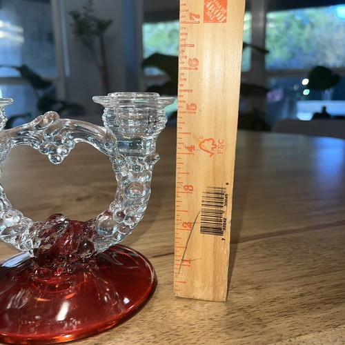 2 Vtg Double Candlestick Cranberry red Indiana Glass Candle candelabra - Picture 7 of 14