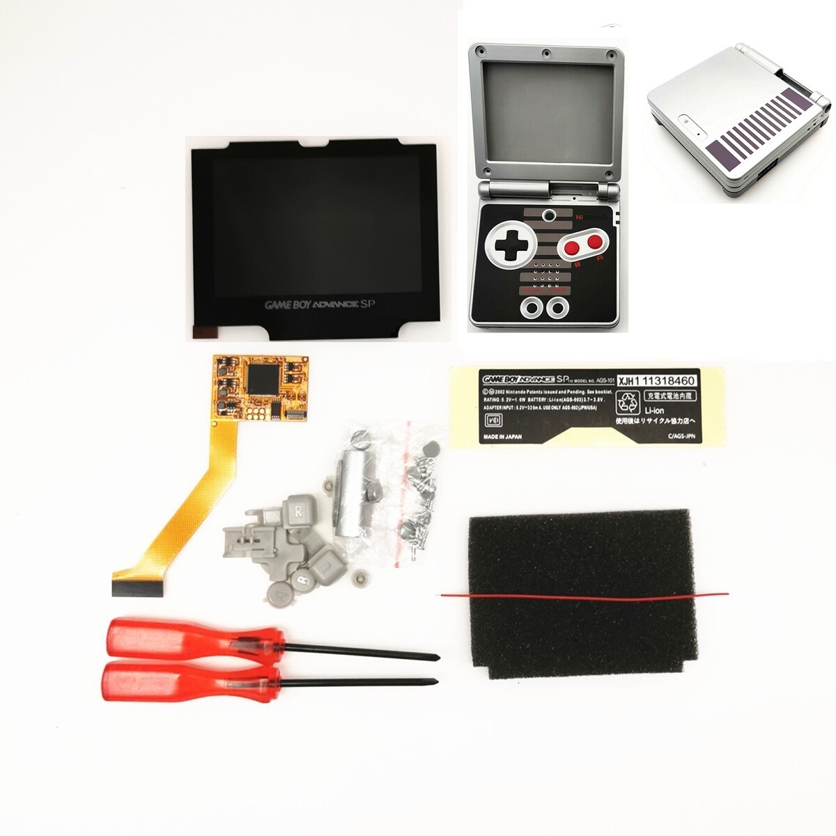 V2 IPS GBA SP Backlight Backlit LCD For Game Boy Advance SP + Pre-cut Shell Case - Picture 25 of 63