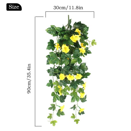 Fake Artificial Hanging Plants Morning Glory Flowers Vine  Home In/Outdoor Decor - Picture 9 of 20
