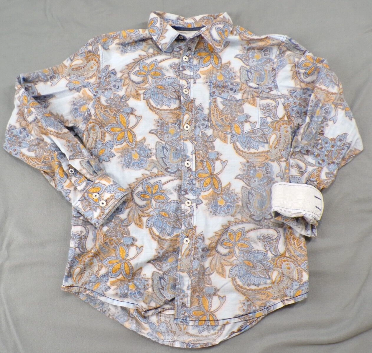 Tommy Bahama mens M cotton long sleeve button up floral beach shirt